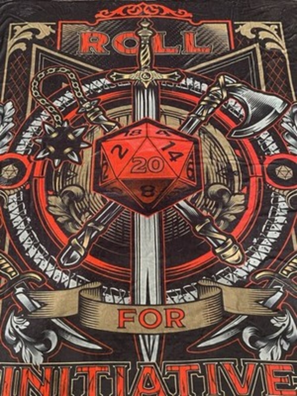 Dungeons & Dragons "Roll For Initiative" Throw Blanket.  New w/o tags.  62 X 76
